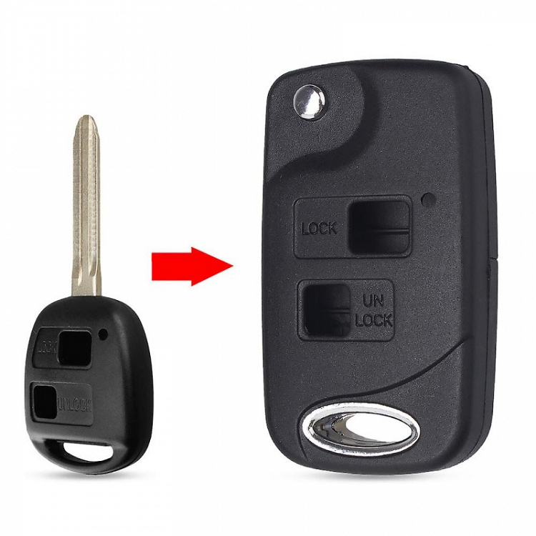 Κέλυφος Μετατροπής Κλειδιού Αυτοκινήτου Toyota με 2 Κουμπιά - Λάμα TOY43