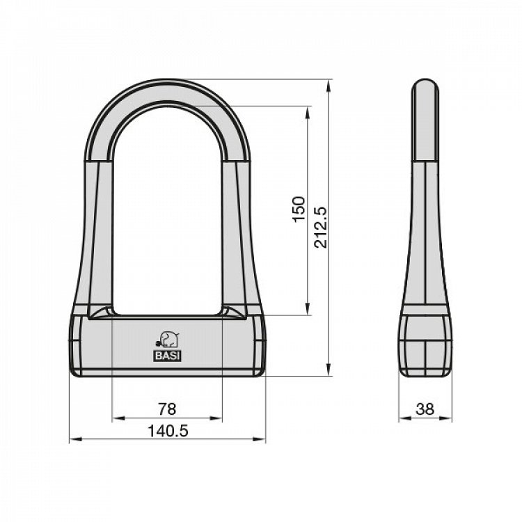 Κλειδαριά Τύπου U BASI ZR 315 Μαύρη 140 × 212 mm