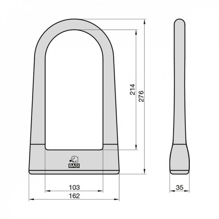 Κλειδαριά Τύπου U BASI ZR 316 Μαύρη 162 × 276 mm