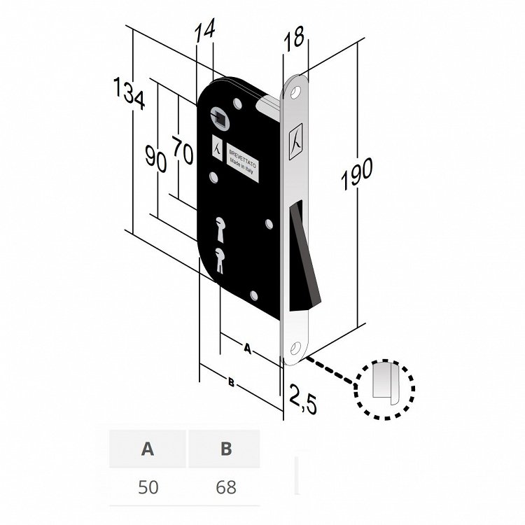 Μαγνητική Κλειδαριά Μεσόπορτας Bonaiti B-One 50mm x 70/90
