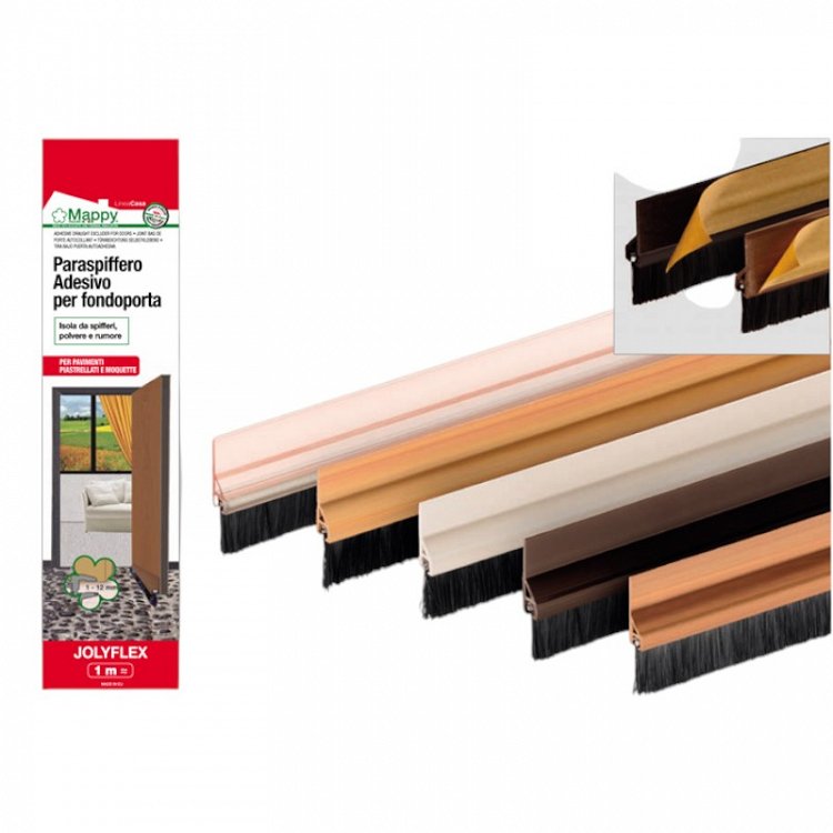 Αεροστόπ Αυτοκόλλητο Πόρτας Βέργα Από PVC Με Βουρτσάκι 1m Λευκό