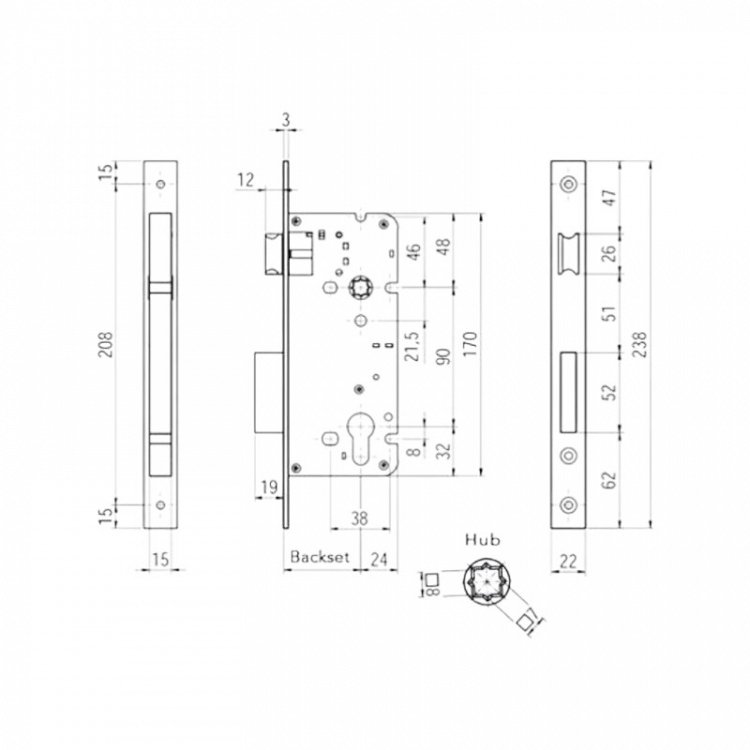 Ανοξείδωτη κλειδαριά Iseo F22X3 πυρασφαλείας