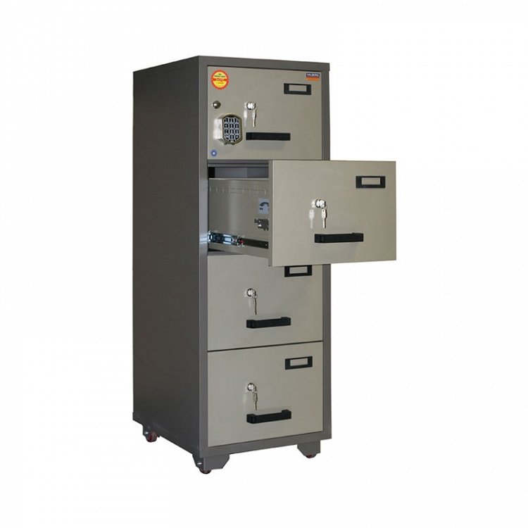 Αρχειοθήκη Πυρασφαλείας Promet FC4E-KK με Ηλεκτρονική Κλειδαριά και Κλειδί Σε Κάθε Συρτάρι