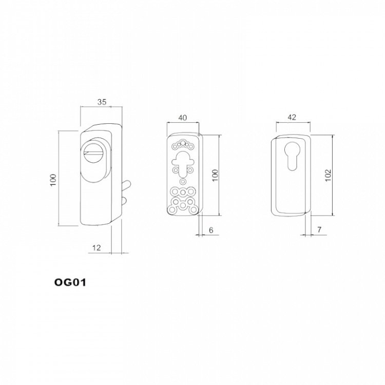 Ατσάλινο προστατευτικό κυλίνδρου (defender) Disec OG01D1, για πόρτες αλουμινίου