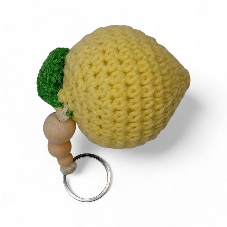 Χειροποίητο Μπρελόκ Πλεκτό Λεμόνι με Ξύλινες Χάντρες