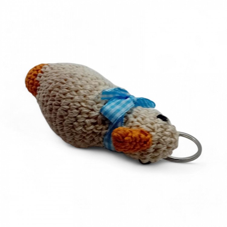 Χειροποίητο Πλεκτό Μπρελόκ Παπάκι με Μπλε Κορδέλα