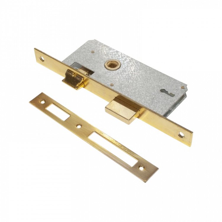 Κλειδαριά Μεσόπορτας Domus 80140 Με Τετράγωνη Πλάκα & Χρυσό Φινίρισμα