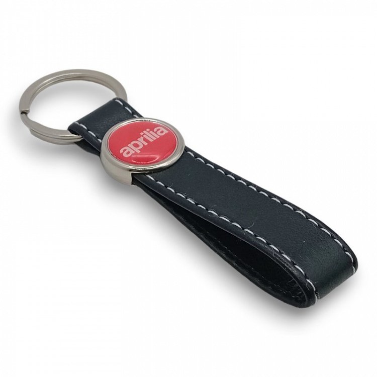 Δερμάτινο Μπρελόκ Aprilia με Σμάλτο | Μαύρο