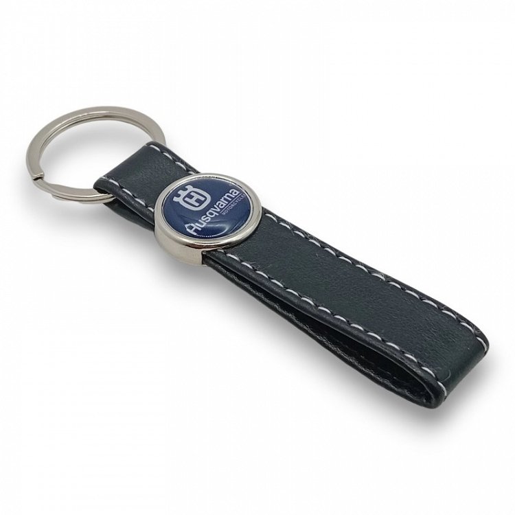 Δερμάτινο Μπρελόκ Husqvarna με Σμάλτο | Μαύρο