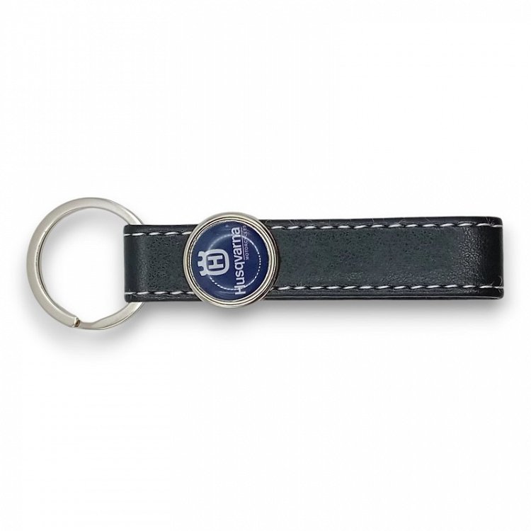 Δερμάτινο Μπρελόκ Husqvarna με Σμάλτο | Μαύρο