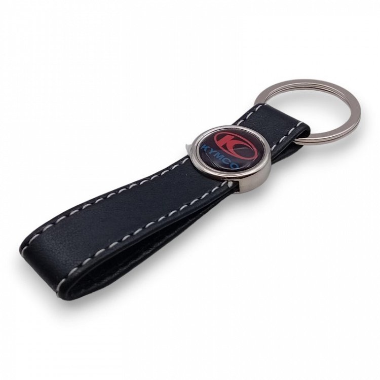 Δερμάτινο Μπρελόκ Kymco με Σμάλτο | Μαύρο