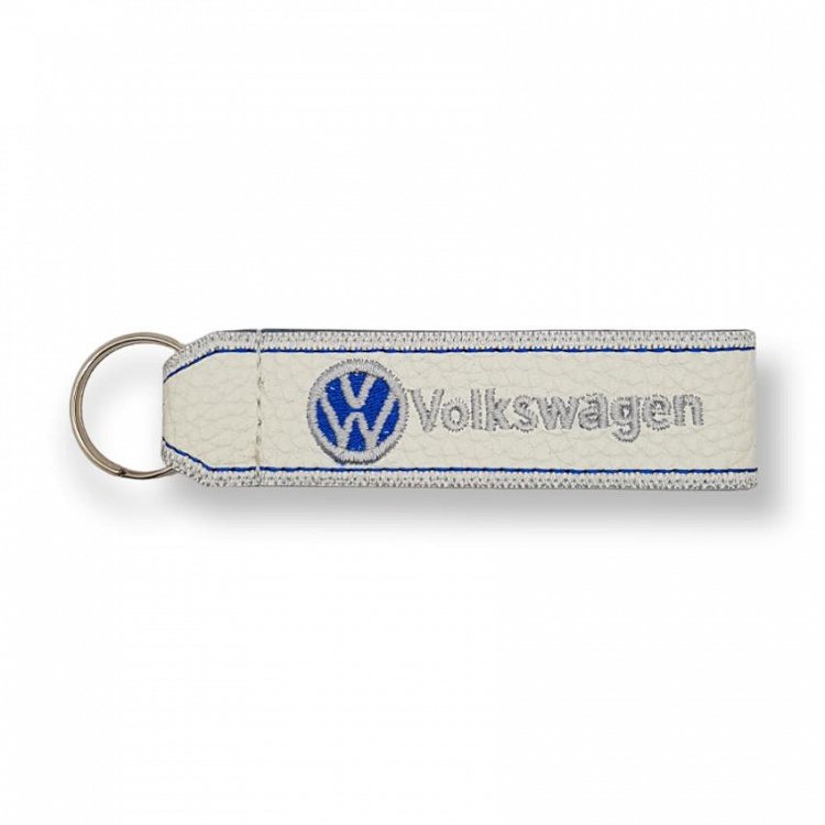 Δερμάτινο Κεντητό Μπρελόκ VW GOLF Λευκό