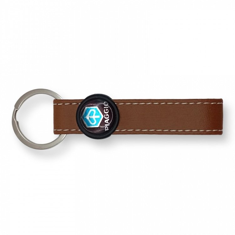 Δερμάτινο Μπρελόκ με Σμάλτο Piaggio Καφέ