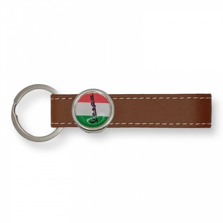 Δερμάτινο Μπρελόκ Vespa με Σμάλτο | Καφέ