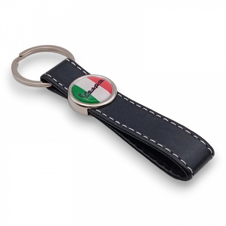 Δερμάτινο Μπρελόκ Vespa με Σμάλτο | Μαύρο