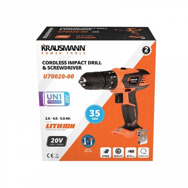 Δραπανοκατσάβιδο Κρουστικό Επαναφορτιζόμενο 20V Krausmann (U70020-00)