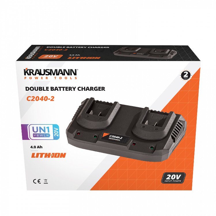 Φορτιστής Μπαταρίας Διπλός Li-Ion 4.0Ah 20V (C2040-2)