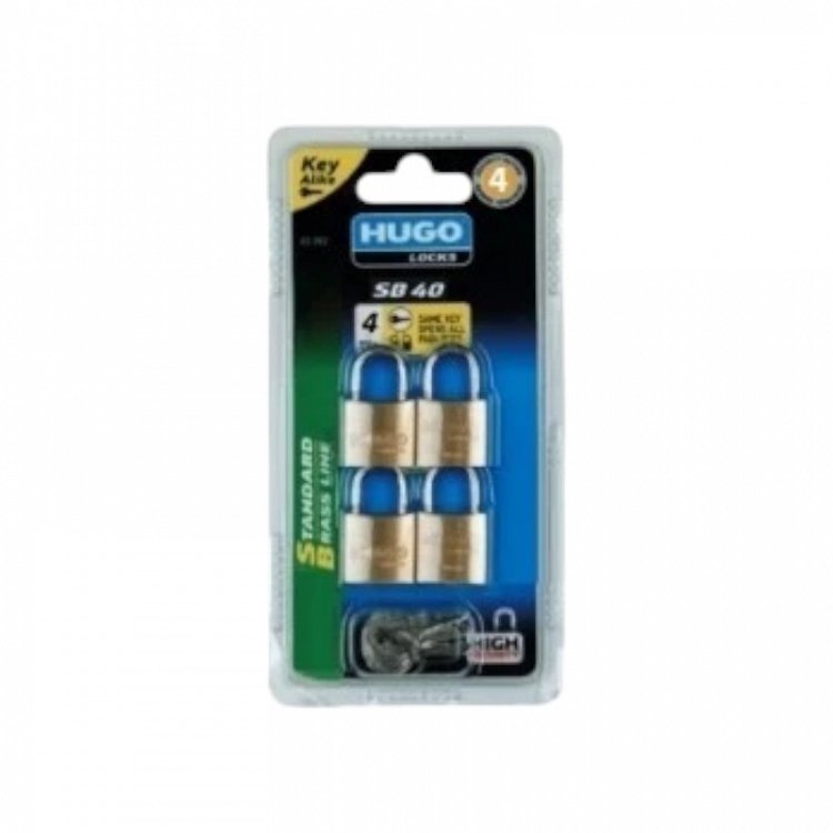 HUGO SB 40mm Λουκέτο ορειχάλκινο σε συσκευασία blister 2, 3 ή 4 λουκέτα με το ίδιο κλειδί