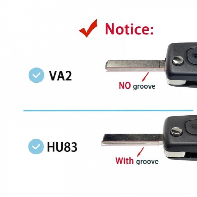 Κέλυφος Peugeot με Λάμα VA2 και 2 Κουμπιά Αναδιπλούμενο με νικέλ φινίρισμα