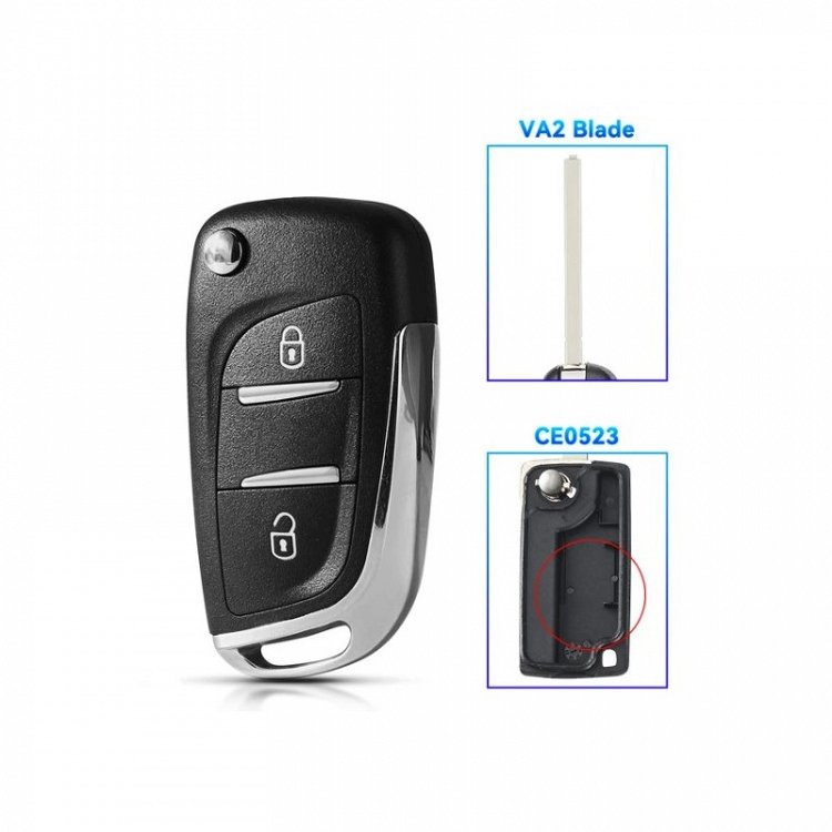 Κέλυφος Peugeot με Λάμα VA2 και 2 Κουμπιά Αναδιπλούμενο με νικέλ φινίρισμα