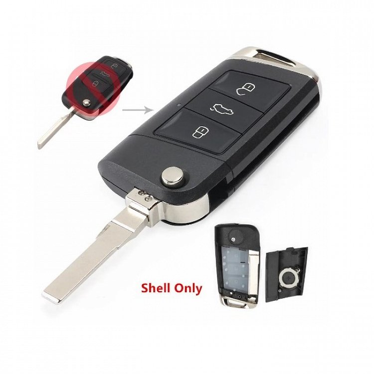 Κέλυφος μετατροπής αναδιπλούμενου τηλεχειριστηρίου με λάμα HU66 και 3 κουμπιά τύπου αυτοκινήτου Group Vag