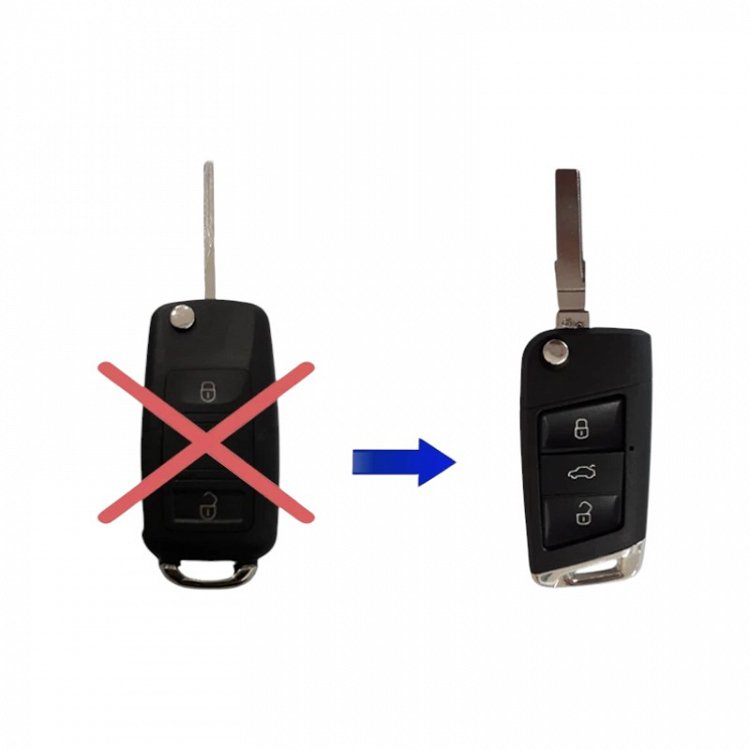 Κέλυφος μετατροπής αναδιπλούμενου τηλεχειριστηρίου με λάμα HU66 και 3 κουμπιά τύπου αυτοκινήτου Group Vag