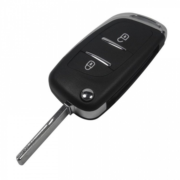 Κέλυφος Peugeot με Λάμα HU83 και 2 Κουμπιά Αναδιπλούμενο με νικέλ φινίρισμα