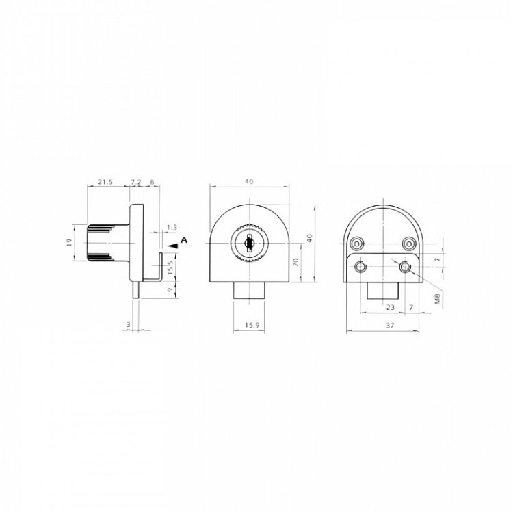Κλειδαριά ART 238 για μονό κρυστάλλινο πορτάκι EVERGOOD