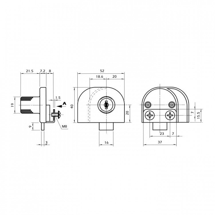 Κλειδαριά ART 248 για διπλό κρυστάλλινο πορτάκι EVERGOOD