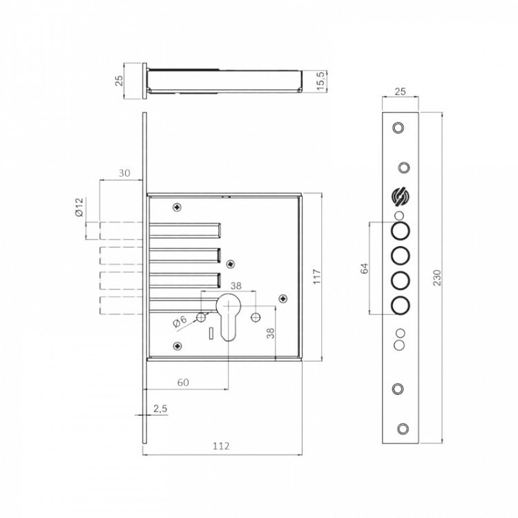 Κλειδαριά Ασφαλείας Κυλίνδρου Securemme 2070 με Υποδοχή για Defender