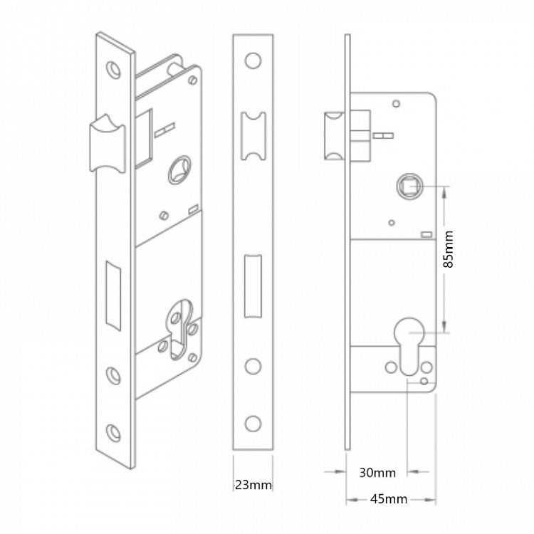 Κλειδαριά Χωνευτή Tegasi 1030 Για Πόρτες Αλουμινίου