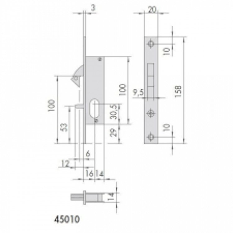 Κλειδαριά Cisa 45010-16mm γάντζου για σιδερένια πόρτα