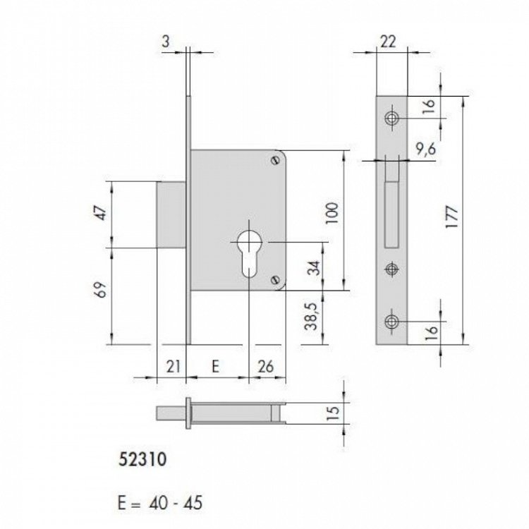 Κλειδαριά Cisa 52310 Κυλίνδρου Τύπου Ασανσέρ