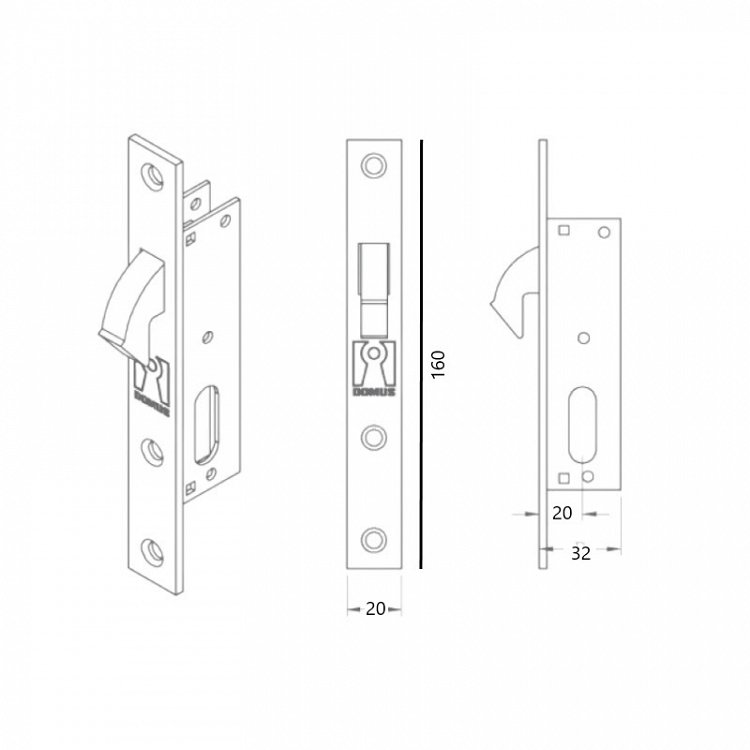 Κλειδαριά Domus 95016 γάντζου ασφαλείας για σιδερένια πόρτα
