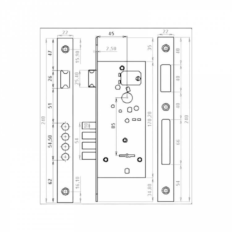Κλειδαριά GEVY 114.445 ασφαλείας (αντικατάστασης), τύπου χρηματοκιβωτίου
