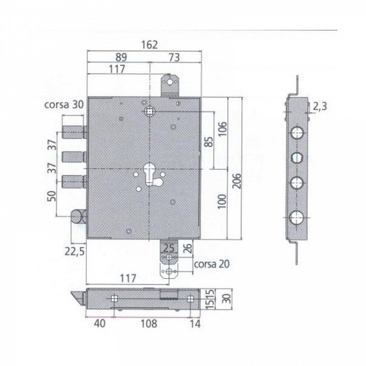 Κλειδαριά ISEO αντικατάστασης Gardesa 90mm