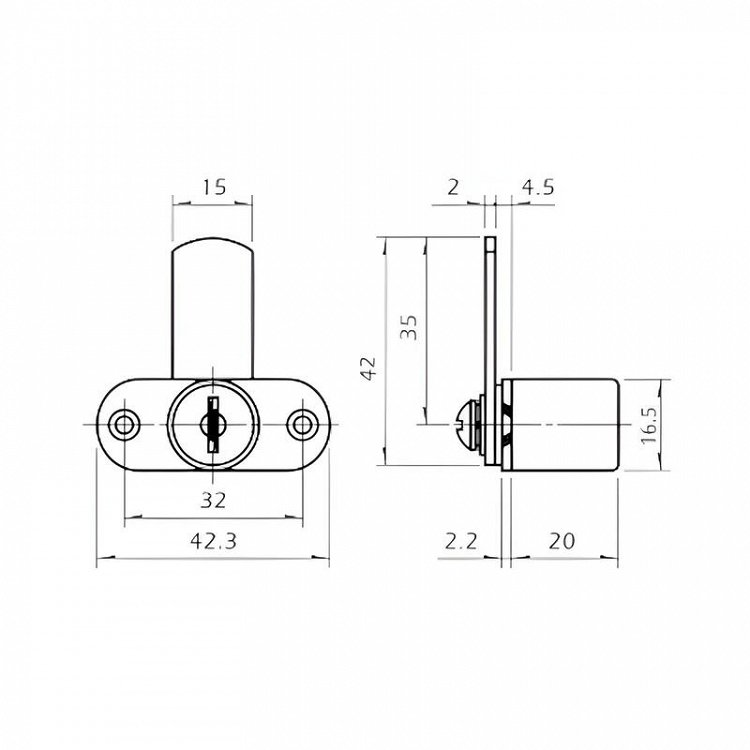Κλειδαριά Περιστροφική 180° ART 201 για συρτάρια &amp; πόρτες επίπλων EVERGOOD