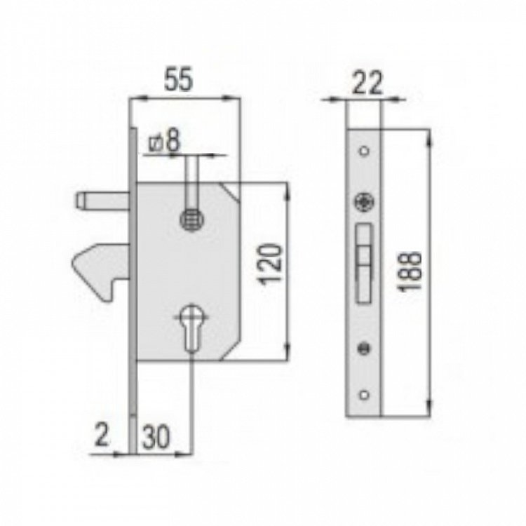 Κλειδαριά Pettiti Giuseppe γάντζου για σιδερένια πόρτα