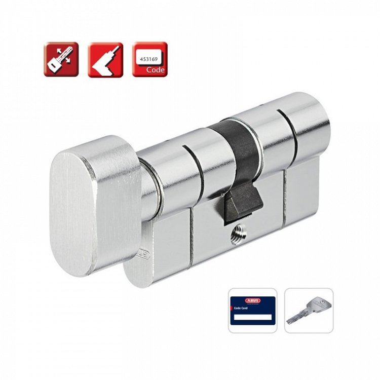 Κύλινδρος Ασφαλείας με Πόμολο 30/30mm Abus KD6PS Νίκελ Ματ