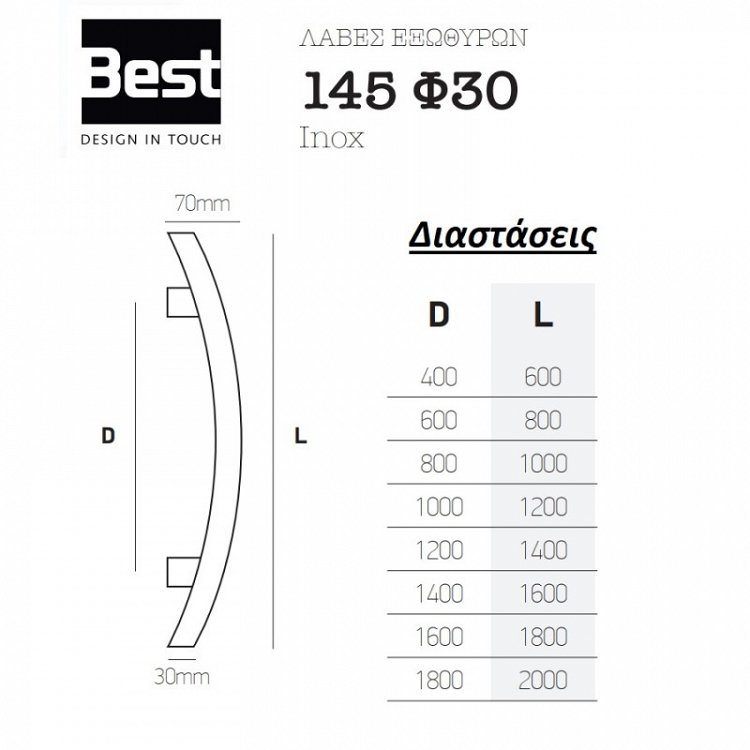 Λαβή Εξώπορτας Best 145 Φ30