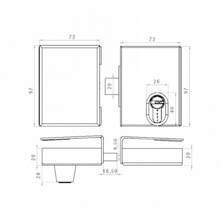 Μονή Κλειδαριά Κρυστάλλων GEVY Κύλινδρου με Απλό Αφαλό και 5 Κλειδιά