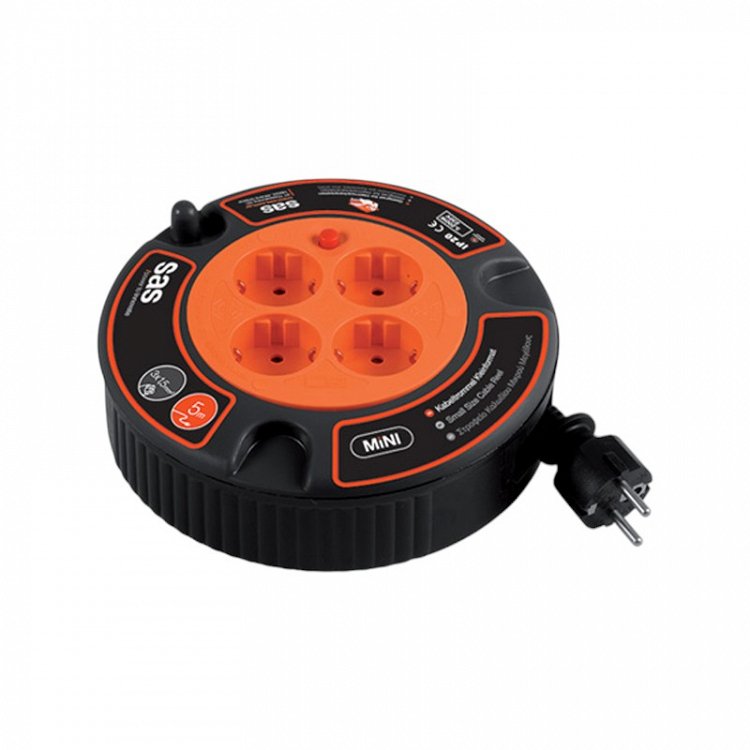 Μπαλαντέζα Καρούλι SAS Κλειστού Τύπου 4 Θέσεων με Καλώδιο 5m Διατομής 3x1.5mm² Μαύρη