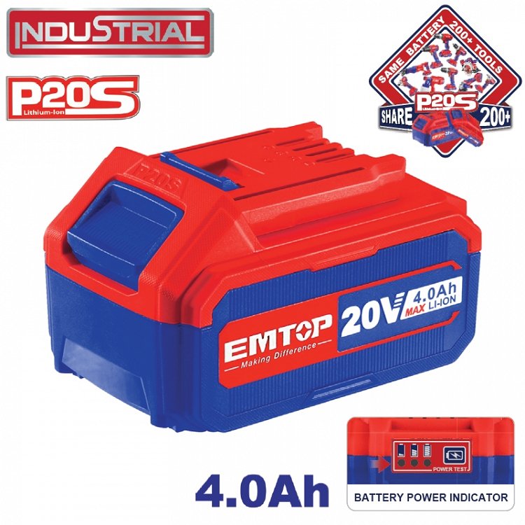 Μπαταρία λιθίου 20V 4.0Ah EMTOP