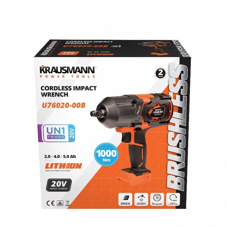 Μπουλονόκλειδο Επαναφορτιζόμενο 20V Krausmann (U76020-00B)