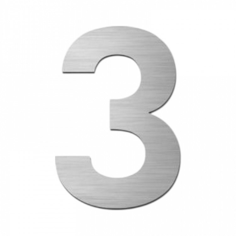 Πινακίδα Σήμανσης Αριθμός ''3'' Σε Ασημί Χρώμα (ABS)