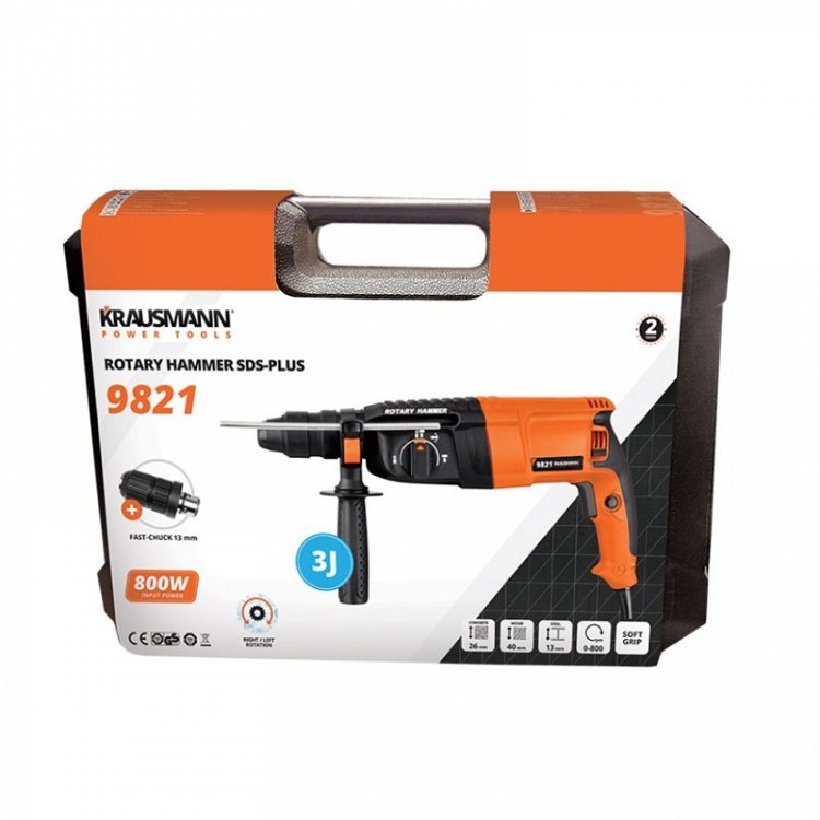 Πιστολέτο Περιστροφικό SDS-Plus 3J 800W Krausmann (9821)