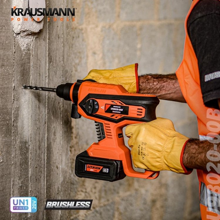 ΣΕΤ Πιστολέτο Περιστροφικό Σκαπτικό SDS-Plus Επαναφορτιζόμενο 20V BL Krausmann (U98020-14B)