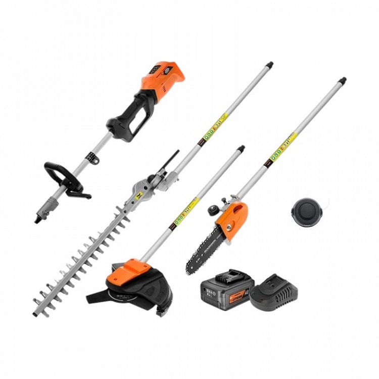 Πολυμηχάνημα Διαιρούμενο Επαναφορτιζόμενο 20V BL με Χορτοκοπτικό, Κονταροπρίονο, Κλαδευτήρι &amp; Μπαταρία 5.0Ah με Φορτιστή (US505-15B)
