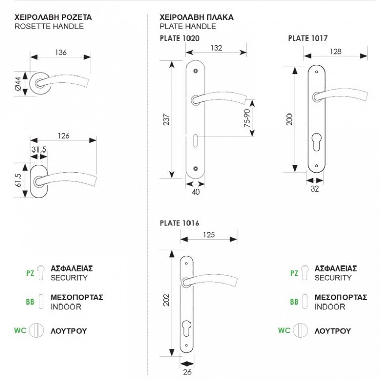 Πόμολο Πόρτας 306 Ζωγομετάλ
