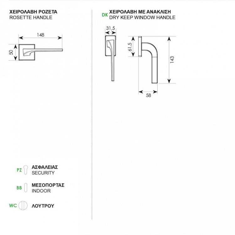 Πόμολο Πόρτας με Ροζέτα 2086 Ζωγομετάλ